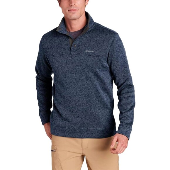 Eddie Bauer Mens Radiator Fleece Snap Front Pullover Navy Blue Mock Neck Size L - Picture 5 of 9